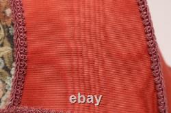 Antique Victorian French Lamp Shade Art Nouveau W Fringe embroidered VTG Red