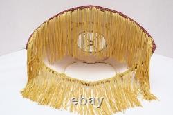 Antique Victorian French Lamp Shade Art Nouveau W Fringe embroidered VTG Red