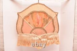 Antique Victorian French Lamp Shade Art Nouveau W Fringe embroidered Vintage