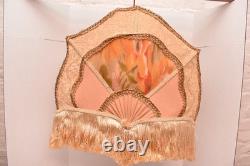 Antique Victorian French Lamp Shade Art Nouveau W Fringe embroidered Vintage