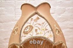 Antique Victorian French Lamp Shade Art Nouveau W Fringe embroidered Vintage