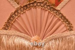Antique Victorian French Lamp Shade Art Nouveau W Fringe embroidered Vintage