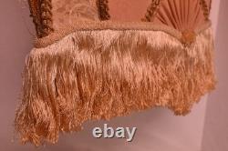 Antique Victorian French Lamp Shade Art Nouveau W Fringe embroidered Vintage