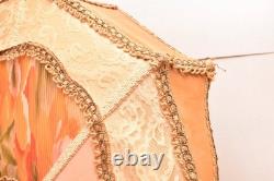 Antique Victorian French Lamp Shade Art Nouveau W Fringe embroidered Vintage