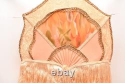 Antique Victorian French Lamp Shade Art Nouveau W Fringe embroidered Vintage