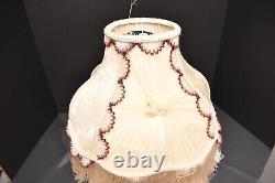 Antique Victorian French Lamp Shade Art Nouveau W Fringe embroidered Vintage 16