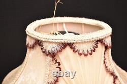 Antique Victorian French Lamp Shade Art Nouveau W Fringe embroidered Vintage 16