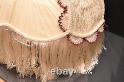 Antique Victorian French Lamp Shade Art Nouveau W Fringe embroidered Vintage 16