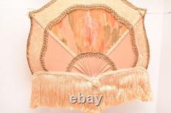 Antique Victorian French Lamp Shade Art Nouveau W Fringe embroidered Vintage
