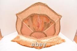 Antique Victorian French Lamp Shade Art Nouveau W Fringe embroidered Vintage