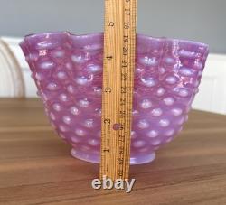 Antique Victorian Glass Lamp Shade Pink Opalescent Hobnail 3 3/4 Fitter Great