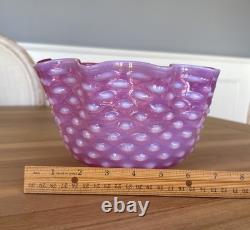 Antique Victorian Glass Lamp Shade Pink Opalescent Hobnail 3 3/4 Fitter Great