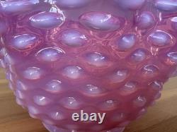 Antique Victorian Glass Lamp Shade Pink Opalescent Hobnail 3 3/4 Fitter Great