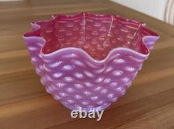 Antique Victorian Glass Lamp Shade Pink Opalescent Hobnail 3 3/4 Fitter Great