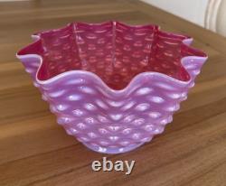 Antique Victorian Glass Lamp Shade Pink Opalescent Hobnail 3 3/4 Fitter Great
