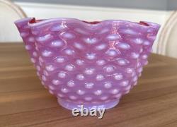 Antique Victorian Glass Lamp Shade Pink Opalescent Hobnail 3 3/4 Fitter Great