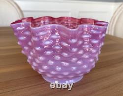 Antique Victorian Glass Lamp Shade Pink Opalescent Hobnail 3 3/4 Fitter Great