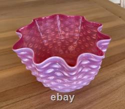 Antique Victorian Glass Lamp Shade Pink Opalescent Hobnail 3 3/4 Fitter Great