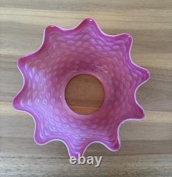 Antique Victorian Glass Lamp Shade Pink Opalescent Hobnail 3 3/4 Fitter Great