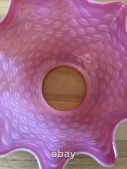 Antique Victorian Glass Lamp Shade Pink Opalescent Hobnail 3 3/4 Fitter Great