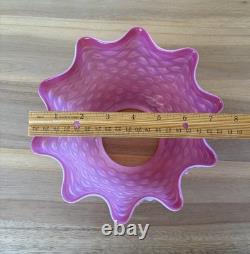 Antique Victorian Glass Lamp Shade Pink Opalescent Hobnail 3 3/4 Fitter Great