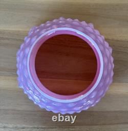 Antique Victorian Glass Lamp Shade Pink Opalescent Hobnail 3 3/4 Fitter Great