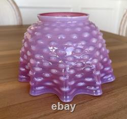 Antique Victorian Glass Lamp Shade Pink Opalescent Hobnail 3 3/4 Fitter Great