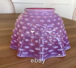 Antique Victorian Glass Lamp Shade Pink Opalescent Hobnail 3 3/4 Fitter Great