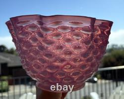 Antique Victorian Glass Lamp Shade Pink Opalescent Hobnail 3 3/4 Fitter Great