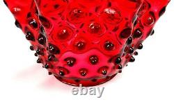 Antique Victorian Glass Ruby Hobnail Ruffled 9 1/8 Lamp Shade 4 7/8 Fitter