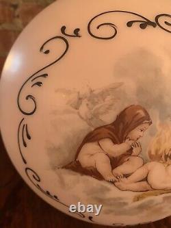 Antique Victorian Gone With The Wind Cherub Round Oil Lamp Globe Parlor Rose