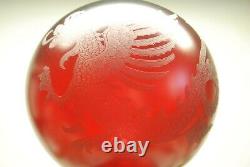 Antique Victorian Gwtw Ruby Red Old Glass Chinese Japanese Dragon Oil Lamp Shade