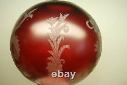 Antique Victorian Gwtw Ruby Red Old Glass Chinese Japanese Dragon Oil Lamp Shade