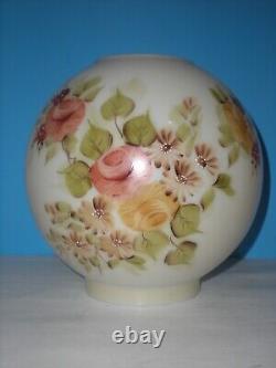 Antique Victorian Hand Painted GWTW Round 8 Globe Oil Banquet Lamp Ball Shade