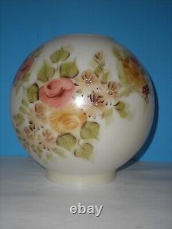 Antique Victorian Hand Painted GWTW Round 8 Globe Oil Banquet Lamp Ball Shade