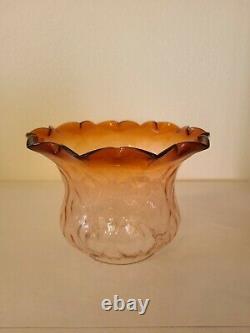 Antique Victorian Large Rose Pink to Cranberry Tree Bark Pattern Oil Lamp Shade