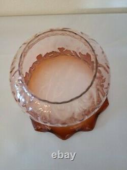 Antique Victorian Large Rose Pink to Cranberry Tree Bark Pattern Oil Lamp Shade