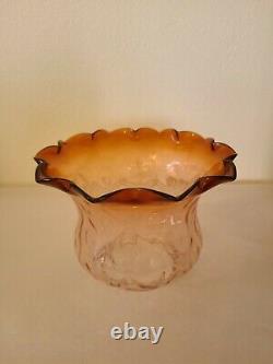 Antique Victorian Large Rose Pink to Cranberry Tree Bark Pattern Oil Lamp Shade