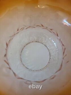 Antique Victorian Large Rose Pink to Cranberry Tree Bark Pattern Oil Lamp Shade