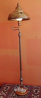 Antique Victorian Ornate Vintage Floor Lamp Ornate Brass Shade with jewels