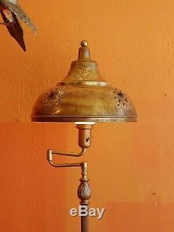 Antique Victorian Ornate Vintage Floor Lamp Ornate Brass Shade with jewels