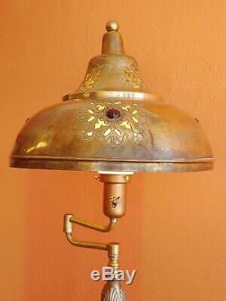 Antique Victorian Ornate Vintage Floor Lamp Ornate Brass Shade with jewels