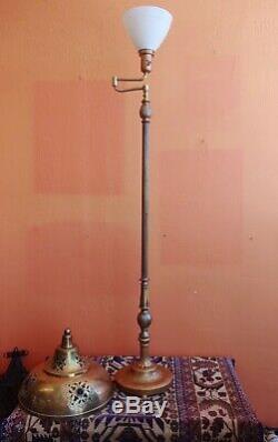 Antique Victorian Ornate Vintage Floor Lamp Ornate Brass Shade with jewels