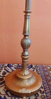 Antique Victorian Ornate Vintage Floor Lamp Ornate Brass Shade with jewels