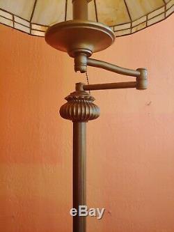 Antique Victorian Ornate Vintage Floor Lamp Tiffany Style Shade