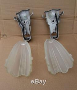 Antique Vintage 1940's Art Deco Glass Wall Sconce Pair NICE