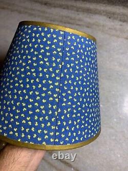 Antique Vintage 1940s Clip on Bulb Clamp Over Bulb Wire Lamp Shade Blue Floral