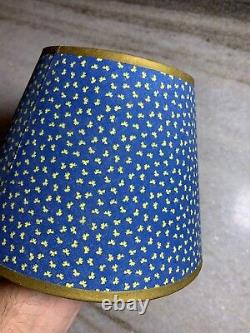 Antique Vintage 1940s Clip on Bulb Clamp Over Bulb Wire Lamp Shade Blue Floral