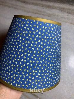 Antique Vintage 1940s Clip on Bulb Clamp Over Bulb Wire Lamp Shade Blue Floral