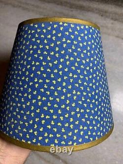 Antique Vintage 1940s Clip on Bulb Clamp Over Bulb Wire Lamp Shade Blue Floral